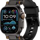 FOAMUNOC Rugged Band Compatible with Apple Watch Ultra 3/2/1 Band 49mm/46mm/45mm/44mm/42mm, Metal Connector with Silicone Strap for iWatch Ultra Series 11/10/9/8/7/6/SE3/SE2/SE/5/4/3/2/1, Black/Black
