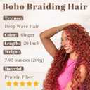 Ginger Braiding Hair for Boho Braids Curls 20 Inch Copper Red Deep Wave Bulk Hair for Braiding 200g 2 Bundles No Weft Wet and Wavy Auburn Bohemian Braiding Hair Extensions 350