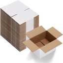Calenzana 8x6x4 Shipping Boxes Set of 40, White Corrugated Cardboard Box for Mailing Packing Gifts Small Business