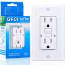 GFCI Outlet, Tamper-Resistant GFI Receptacle with LED Indicator, Self-Test Ground Fault Circuit Interrupter, Decorator Wall Plates and Screws Included, UL Listed, White (White, 12,5 A 1 Pack)