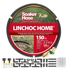 1/2 Inch Solid Brass Soaker Hose | Heavy Duty Leakproof Garden Hose for Gardens, Lawns & Landscaping | Flexible Eco-Friendly Design(150FT KIT)