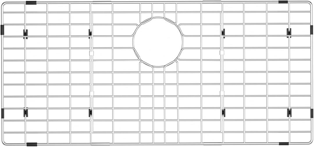 Sink Rack,Large Sink Protectors for Kitchen Sink,Stainless Steel Sink Grid for Bottom of Sink,Metal Sink Grate with Strainer,Rear Drain for Single Bowl with Corner Radius,28.6"X 14",1 pack