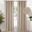 YoungsTex Linen Curtains 102 Inches Long Textured Extra Long Curtain with Bronze Grommet Privacy Light Filtering Drapes for Living Room Bedroom, Dark Oatmeal, 52 x 102 Inch, 2 Panels
