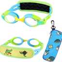 Kids Swim Goggles Age 2-6, Toddler Goggles No Hair Pull,Child Goggles Padded HeadBand (1pk Kids -Yellow Croc)
