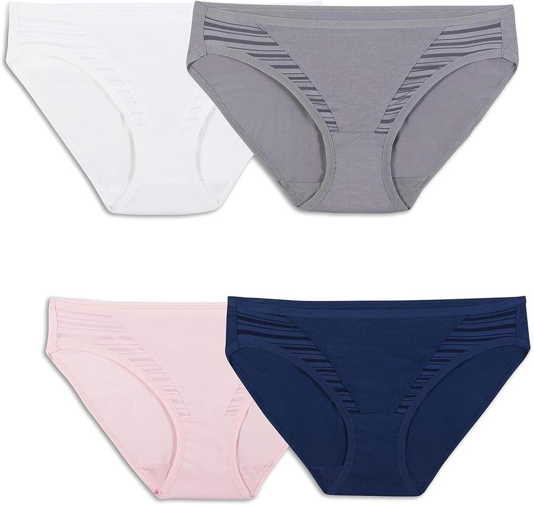 Fruit of the Loom Women's Breathable Underwear, Moisture Wicking Keeps You Cool & Comfortable, in Plus Size (size 7, Coolblend - Bikini - 4 Pack - Colors May Vary)