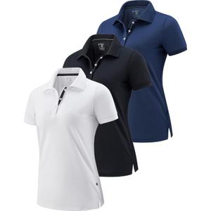 1 or 3 Pack Women's Polo Shirts Short Sleeve, Athletic Dry Fit Collared Golf Tennis Tops for Work Casual Wear, Small