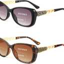 JM Bifocal Reading Sunglasses for Women Fashion Square Gradient Sun Readers Outdoor Reading Glasses UV400 Protection (+3.5)