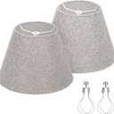 Lamp Shades for Table Lamps, Gray Lamp Shades Set of 2, 5.5" Top x 10" Bottom x 6.6" High, Natural Linen Lamp Shades for Floor Lamps Bedside Lamps, Spider, Bulb Clip Adapters Included