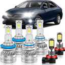 Fog Bulbs Fit for Toyota 2007-2014 Camry Hi&Lo Beam Fog Light Bulb Combo, 800% Brightness, Dual-sided 3570 Chips, 6000K White, 60000HRS Long Lifespan, Plug-and-Play, Pack of 6