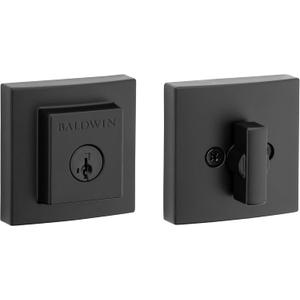 Baldwin Spyglass, Single Cylinder Front Door Deadbolt Featuring SmartKey Re-key Technology and Microban Protection, in Matte Black