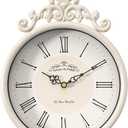 Small Retro French Decorative Wall Clock, Ivory White Antique Vintage Boho Style, Battery Operated Silent Decor Wall Clocks for Farmhouse,Bathroom,Bedroom,Kitchen(10.23" H x 7.87" W)