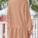 PRETTYGARDEN Womens Patchwork Sweatshirt Dress 2025 Fall Casual Long Sleeve Crewneck Pullover Cute Babydoll Mini Dresses (Nude Pink, Large)