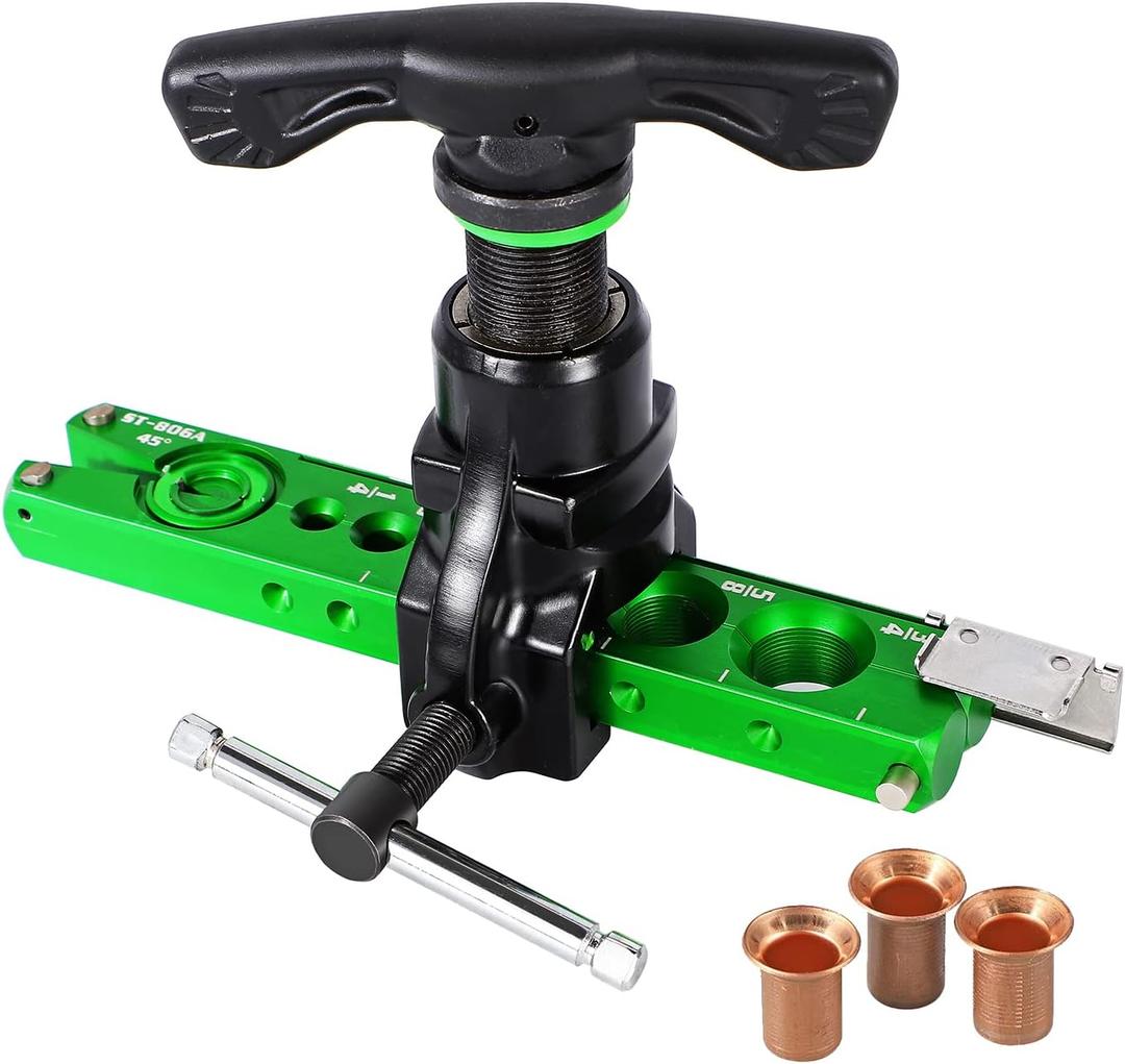 Bonvoisin Flaring Tool 1/ 4”-3/ 4” HVAC Single Flare Tool 45° Eccentric Tube Flaring Tool with Clutch Limit Piece for Copper Aluminum Tubing (one piece)