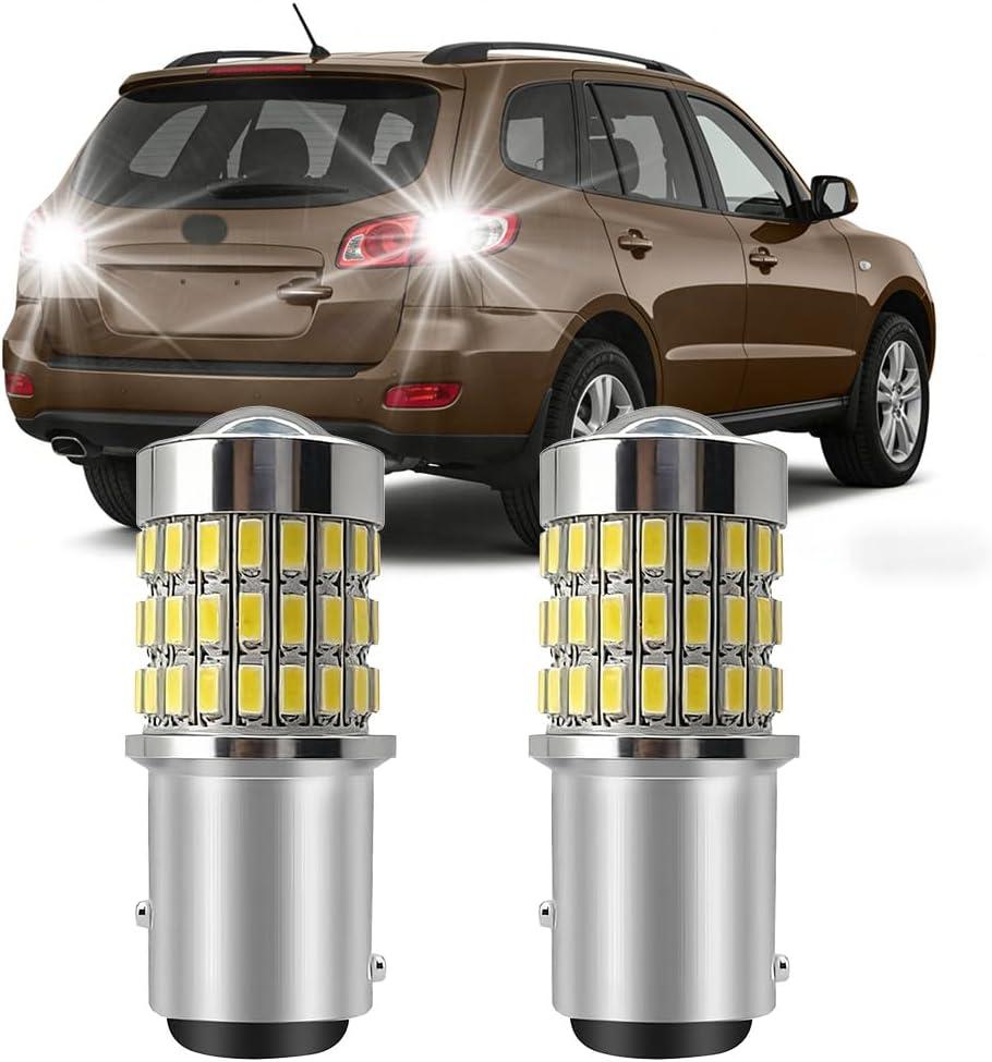 1157 Brake Lights Bulbs With Projector Compatible For Hyundai Santa Fe 2001-2019, 7528 P215W 17916 Bulbs, 6000LM 360% Brightness, 6000K White Light, Plug and Play, Pack of 2