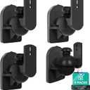 WALI Speaker Wall Mount, Surround Sound Speaker Stand with Adjustable Swivel Tilt Angle, Small Bookshelf Speaker Mount for Living Room, Home Theater, Hold up to 7.7 Lbs, (SWM402), 4 Pack, Black