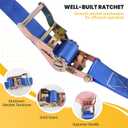 E-Track Ratchet Straps (18-Pack) - 2" x 15.3 FT Professional Fleet Management Tie Downs with E-Track Fittings, 4500 lbs Break Strength for Organized Logistics, Cargo Vans & Enclosed Trailers-Blue, 18 Pcs
