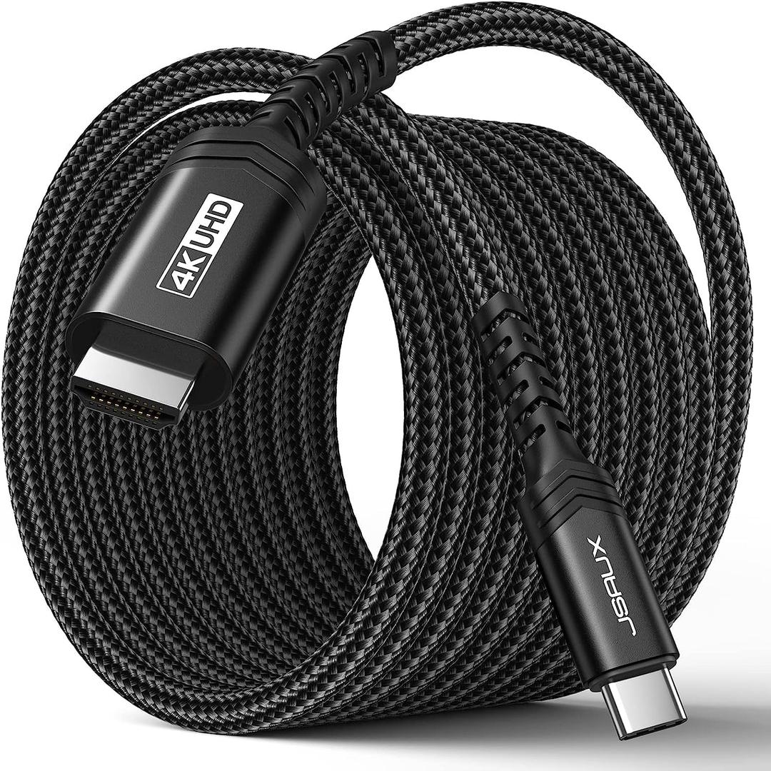 JSAUX USB C to HDMI Cable 10ft | 4K@60Hz | USB 3.1 Type C to HDMI 2.0 Cord for Home Office, (Thunderbolt 3/4 Compatible) with iPhone 16 Pro Max, MacBook Pro/Air, Galaxy S8 to S24, iPad Pro, iMac-Black