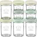 KeaBabies 4pk 8oz & 4pk 4oz Glass Baby Food Containers with Lids - Leak-Proof, Microwavable Small Glass Jars, Baby Purees & Toddler Snack Storage Containers, BPA-Free, Dishwasher & Freezer Safe(Sage)