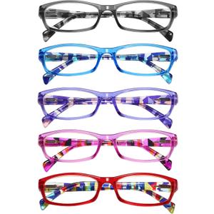 Gaoye Reading Glasses for Women, 5 pack Fashion Readers for Women Spring Hinge Eye Glasses, Blue Light Reading Glasses