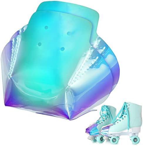 2 Pieces Roller Skate Toe Guards Artificial Leather Toe Guards Protectors for Quad Roller Skate (Rainbow Color, Solid Pattern)