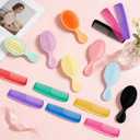 56PCS Mini Wet Hair Brush Comb Set, Mini Hair Brush, Bulk Hair Brushes, 28 Small Travel Detangling Pocket Brushes and 28 Colorful Plastic Combs for Girls Women(Stylish Color)