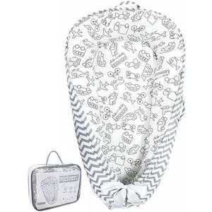 Aila+Aiden Baby Lounger | Organic Cotton Infant Lounger | Reversible, Adjustable & Portable Floor Lounger |Supervised Use | Soft, Breathable, Washable Cover - Star Collection (Travel Gray)