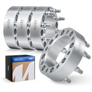OMT 8x6.5 Wheel Spacers with 130mm Center Hub Bore, Set of 4 | 2 Inch Wheel Spacers with 9/16"-18 Studs Compatible with 1994-2011 Dodge Ram 2500 3500 1988-1998 Ford F250 F350