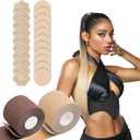 Boob Tape,2 Rolls Breast Tape With 10 Pairs Disposable Nipple Covers,Breast Lift Tape for A-E Cup Blue