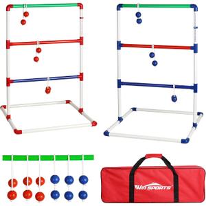 Ladder Ball Toss Game with 6 Weighted Bolos, Carrying Case and Sand Weighted PVC Piping, Games for Adults, Kids, Family, 
Item Weight	9.7 pounds