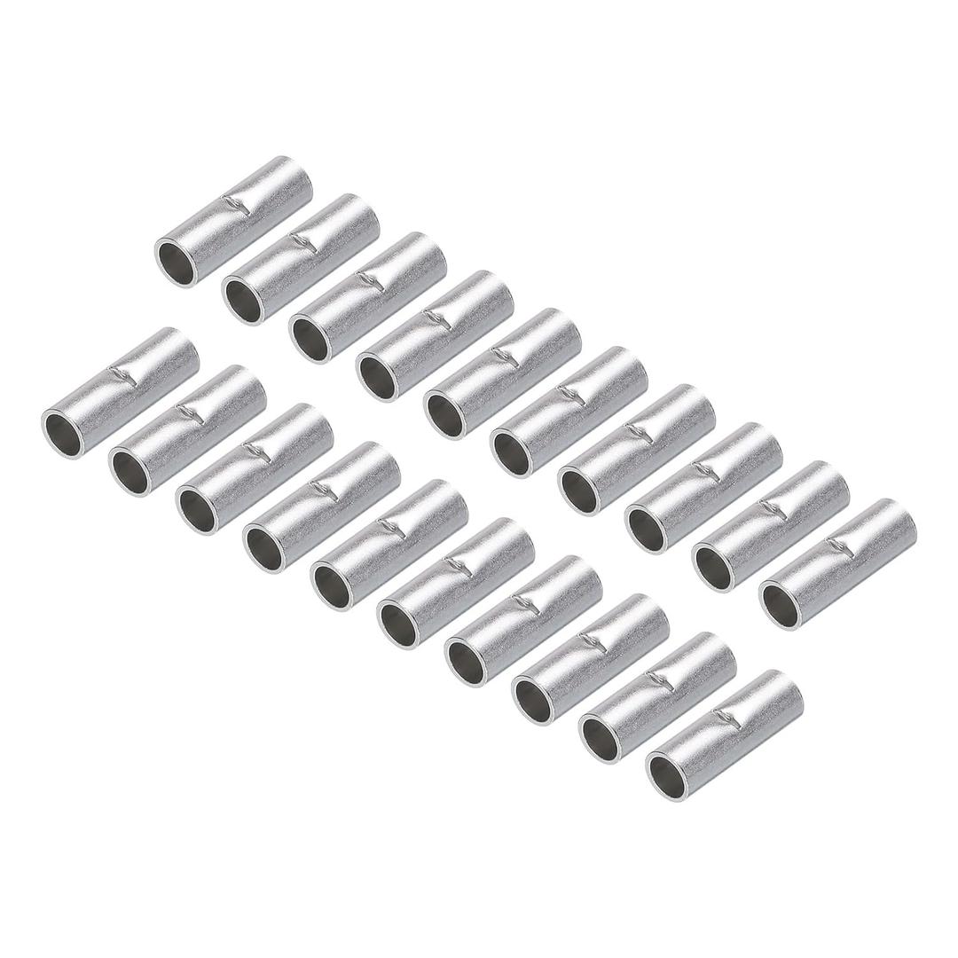 MECCANIXITY 50Pcs Non Insulated Butt Connectors 8AWG Wire Connector BN-8 for Electrical Wire Crimp Ferrule Terminals