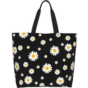 Sunflower Tote Bag For Women, Waterproof Shoulder Bags Big Reusable Grocery Handbag For Shopping Picnic Work Beach (Cute Daisy Floral)