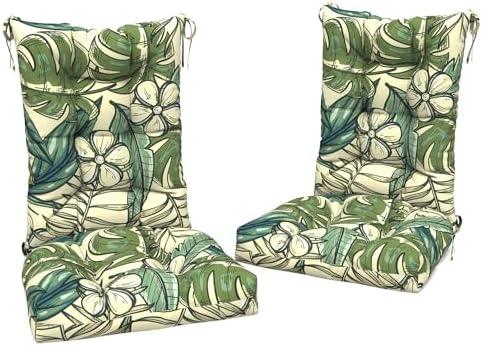 LVTXIII 2 Pack Outdoor Rocking Chair Cushion Set, Patio Fade and Water Resistant Tufted Seat Cushions with Ties for Rocking Chairs Use, 38x17x3, Tropical Paradise