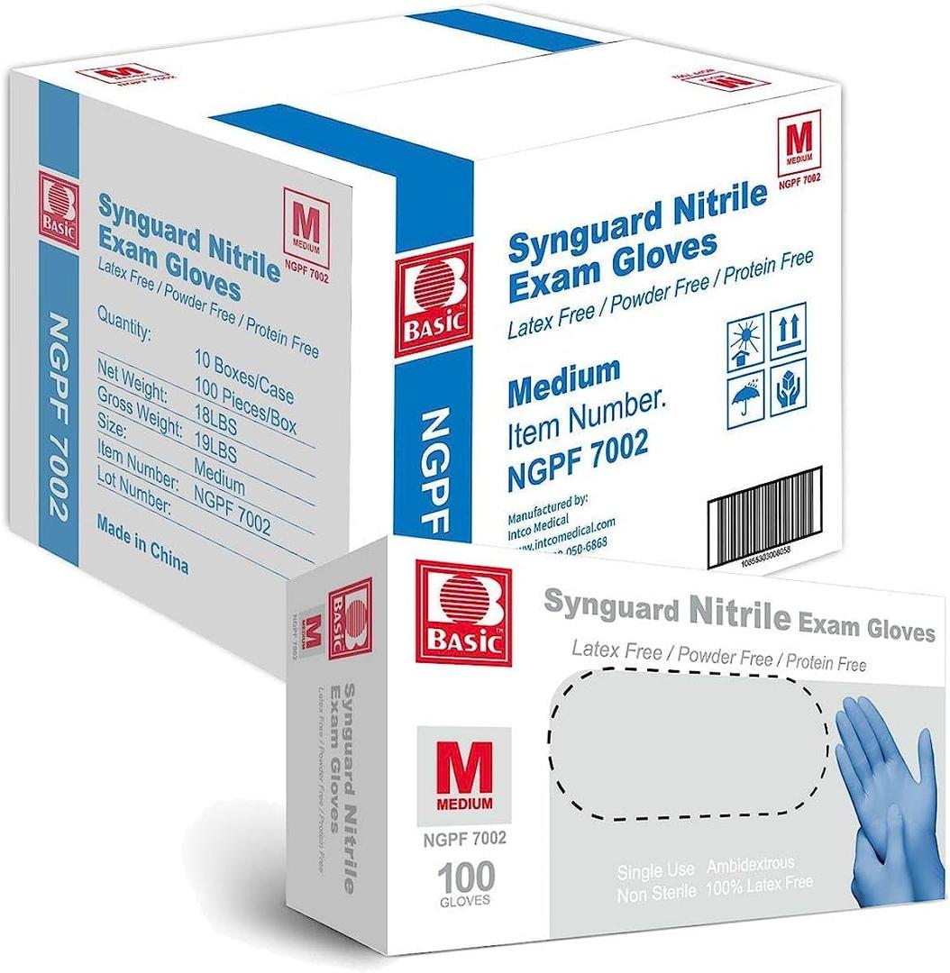 Medical Blue Nitrile Exam Gloves, Latex-Free & Powder-Free Food-Safe House Cleaning Disposable Glove (1000 Pcs) (Blue (Medium))