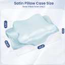 Satin Pillowcase for Cervical Pillows, (Cover Only) Fit for 24.8"x14.96"x5.51"/3.54" Orthopedic Neck Support Pillow, Silky Smooth Pillowcase Cover with Zipper Closure (Light Blue)