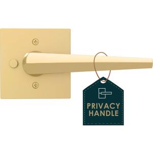 Mega Handles Privacy I Lever Door Lock Handle Set for Hallway, Closet and Bathroom I Keyless Door Lock I Heavy Duty Design I Fits All Standard Door Sizes I Screws Included - Satin Brass (1 Pack)