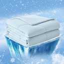 Cozy Bliss Cooling Comforter Twin Size, Cooling Blankets for Hot Sleepers and Night Sweats, Blue Summer Comforter for Twin Size Bed, Breathable Soft Lightweight Silk Smooth