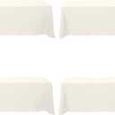 BRILLMAX 4 Pack Ivory Tablecloths for 8 Foot Rectangle Tables 90 x 156 Inch - 8ft Rectangular Bulk Linen Polyester Fabric Washable Cloth Cover for Wedding Reception Banquet Birthday Party