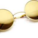 zeroUV Lennon Style Round Circle Metal Sunglasses with Color Mirror Lens