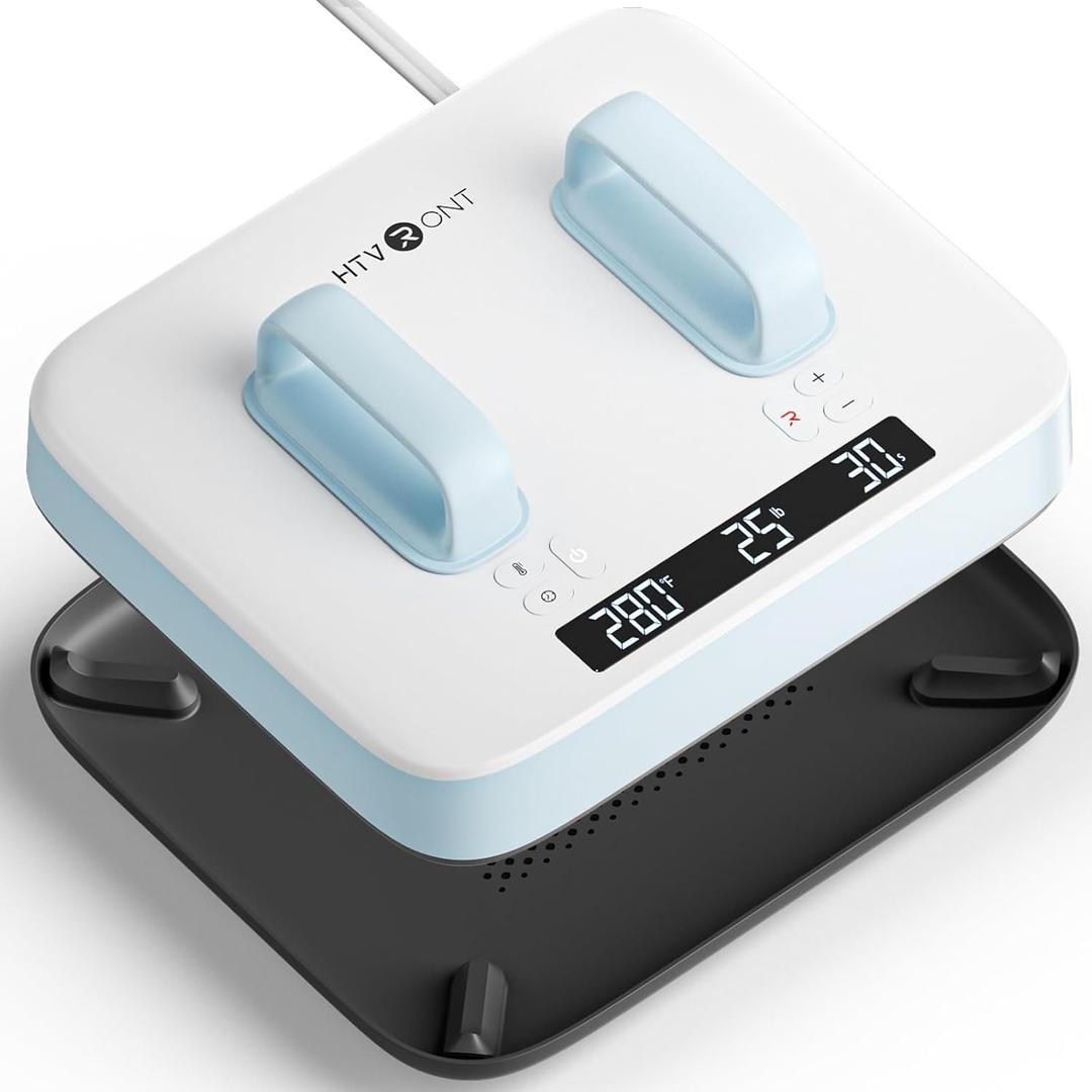 HTVRONT Heat Press Machine for T Shirts - Portable 12X10 Heat Press with Pressure Display, Heats Up Fast & Evenly H10 Heat Press Machines for HTV, Sublimation, Heat Transfer Projects (Bubble Blue)