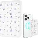 Compatible with MagSafe Wallet, Floral Lavender and Yellow Flower Magnetic Card Holder for Women, Slim Phone Wallet for iPhone 16/15/14/13/12 Series, Fits 3 Cards, Strong Magnetic Attachment (Little purple flower)