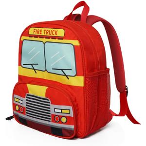 Toddler Backpack for Girls 3-8: Preschool Kindergarten Backpack - Cute Kids Backpacks for Girls Boys-Fire truck (15H)