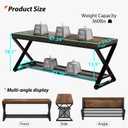 LVB Rustic Entryway Bench, 47 Shoe Bench with Storage for Entry Way, Industrial Shoe Rack Bench with Seating for Foyer Entrance, Farmhouse Wood Bench for Hallway Living Room Bedroom, Rustic Brown