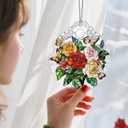 Christmas Ornaments - Butterfly & Rose Stained Glass Ornament | Christmas Tree Decorations | Hanging Ornaments for Home Decor | Holiday Decor | Xmas Decorations Xmas Gifts & Holiday Present