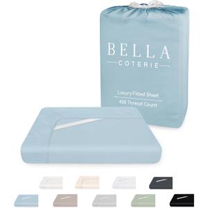 Bella Coterie Luxury Bamboo Viscose King Size Fitted Sheet | 100% Organically Grown | Ultra Soft | Cooling for Hot Sleepers | 18" Deep Pocket [Coastal Blue]