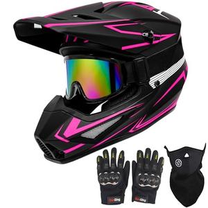 Youth Motorcross Helmet, Kids Dirt Bike Helmets, Motorcycle Helmets Off-Road Mountain Bike BMX MX ATV Helmet - DOT Approved (B-Pink, Small) NO ACCESSORIES