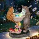 Garden Cat Statue with Solar Lights - Outdoor Garden Decor Kitten Ornament for Lawn, Yard, Patio, Balcony - Unique Birthday/Housewarming Gifts for Women, Mom, Grandma, Cat Lovers