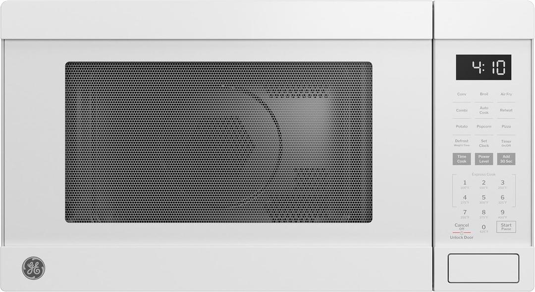GE 4-in-1 Air Fry Countertop Microwave Oven, 1050 Watt, 1.0 Cu. Ft., White | Combines Microwave, Air Fry, Convection, and Broil, One-Touch Controls, Child Lock Technology, 4 Convenience Cook Settings