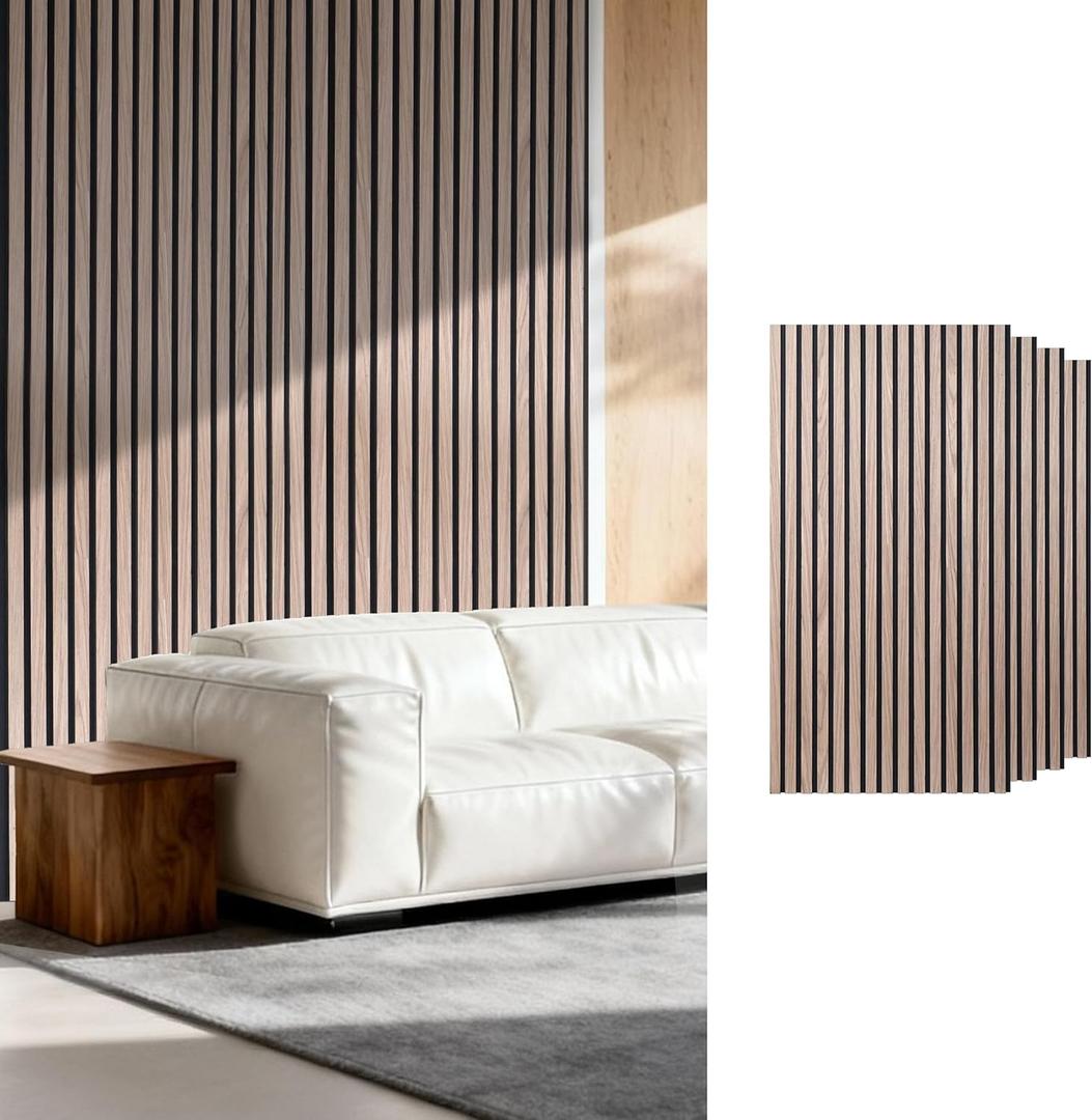 Acoustic Wall Panel - Walnut Wood Slat Soundproof Panel for Interior Wall Decor, 47.2" x 23.6", Modern Design