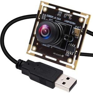 ELP Sony IMX323 Sensor Mini Wide Angle USB Camera Module with Microphone 180degree Fisheye Lens HD 1080P 0.01Lux Low Light Video Audio PC Camera UVC H.264 USB2.0 Embedded Webcam Board for Computer