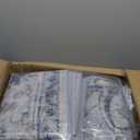 Area Rugs 9'x12' Washable Non-Slip, Floral Vintage Distress Print Pattern Medallion Carpet for Living Room Bedroom Dining Room, Light Blue Navy Beige Gray White